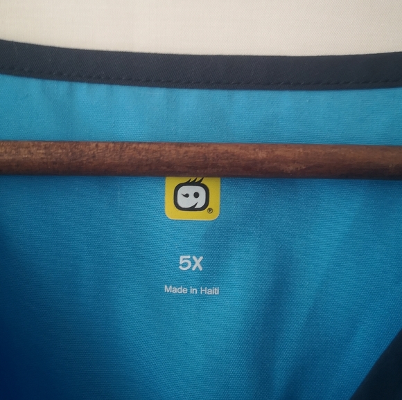 NWOT WonderWink Women's Scrub Top Blue 5X w yellow - Picture 3 of 6